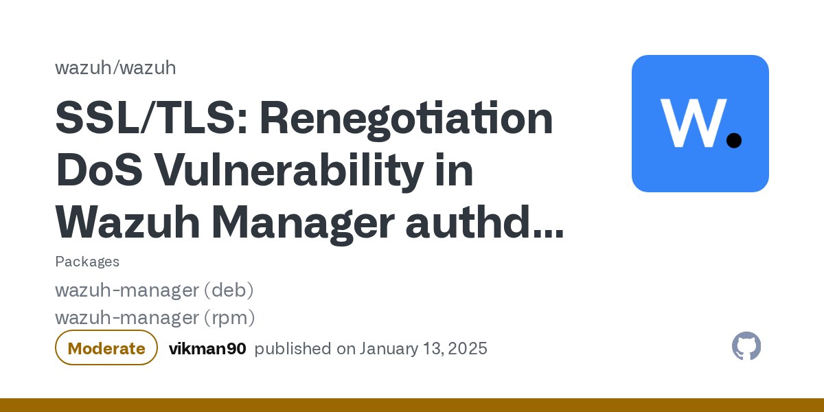 CVE-2025-15615 — Wazuh Manager authd service in wazuh-manager packages through version 4.7.3…