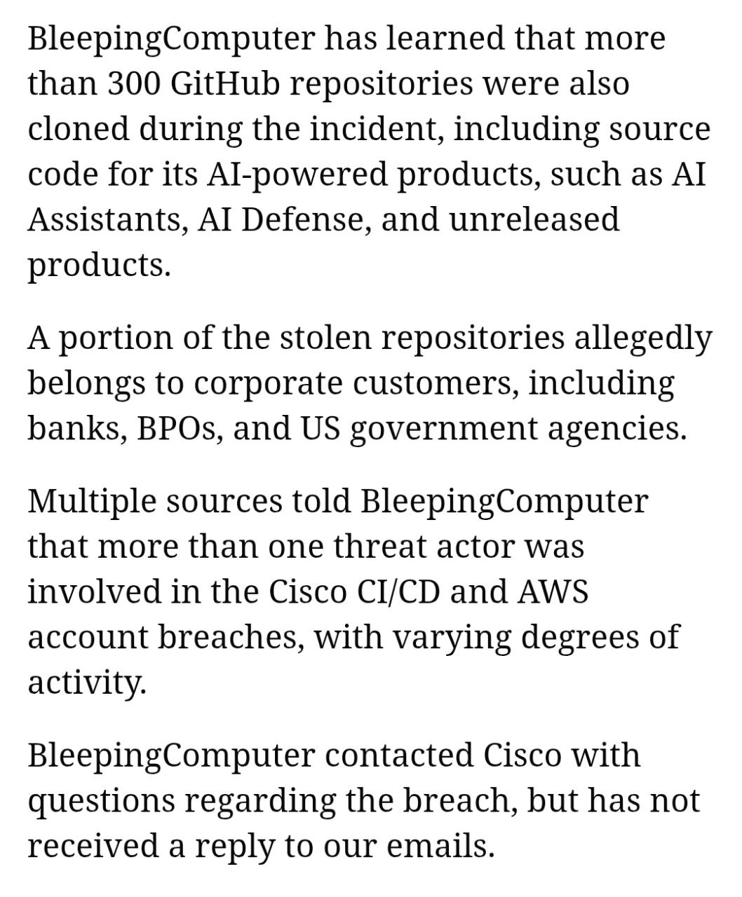 CISCO SOURCE CODE STOLEN