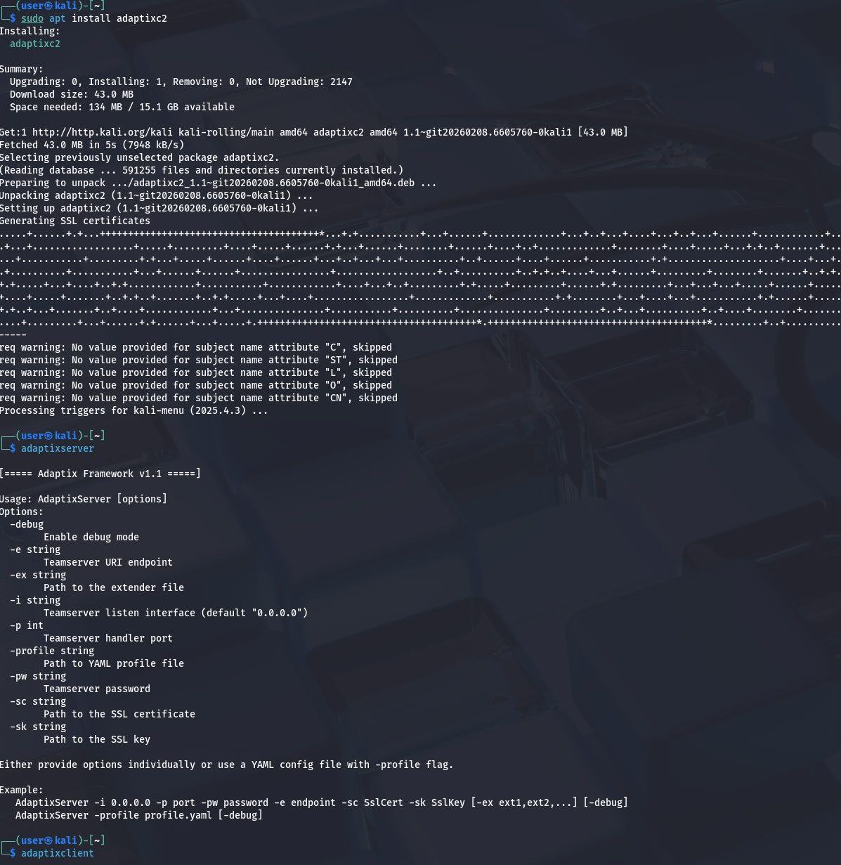 Хз как и почему, но adaptixc2 теперь есть в репозиториях Kali Linux (хоть и версия 1.1) 😁