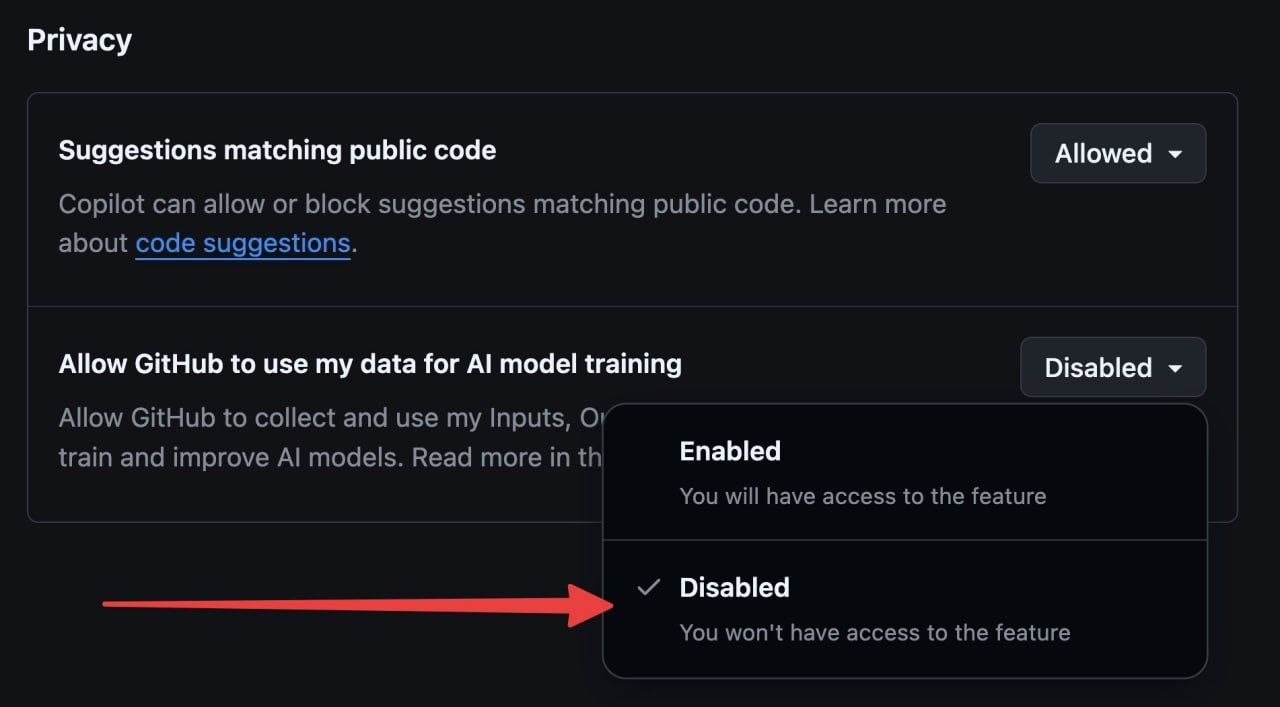 אם אתם על GitHub Copilot ב-Free, Pro או Pro+, שווה לבדוק הגדרות ⚠️